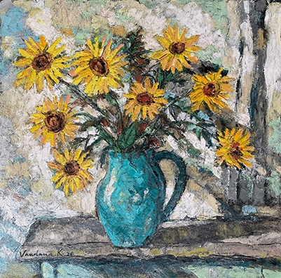 Sunflowers in Turquoise
